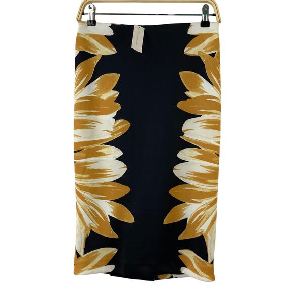 New York &‎ Company Stretch Floral Pencil Skirt Women S Black Gold Career NWT - Picture 1 of 8